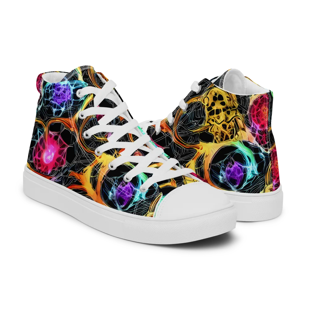 Psychedelic Pulsar on Women's High Top Canvas Shoes — Right