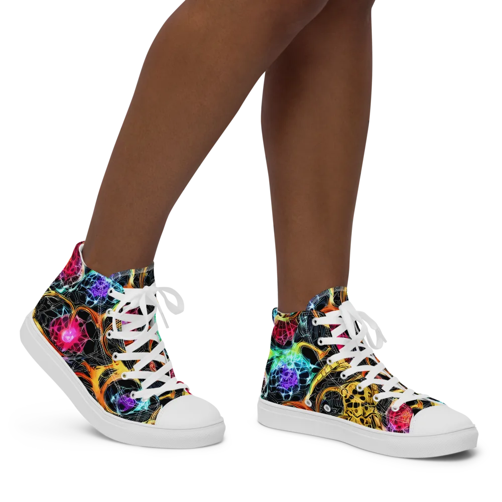 Psychedelic Pulsar on Women's High Top Canvas Shoes — Right