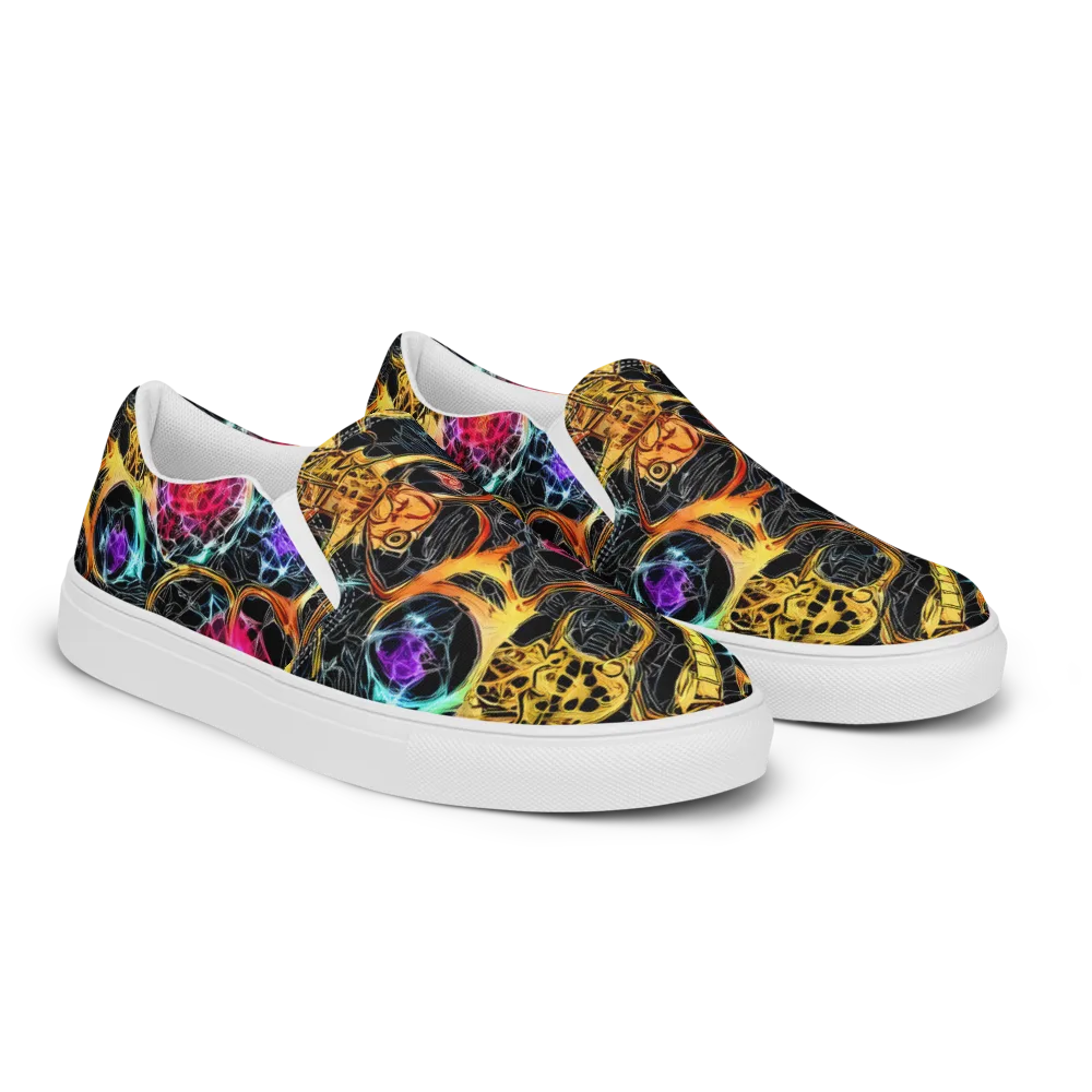 Psychedelic Pulsar on Men's Slip-On Canvas Shoes — Right Front