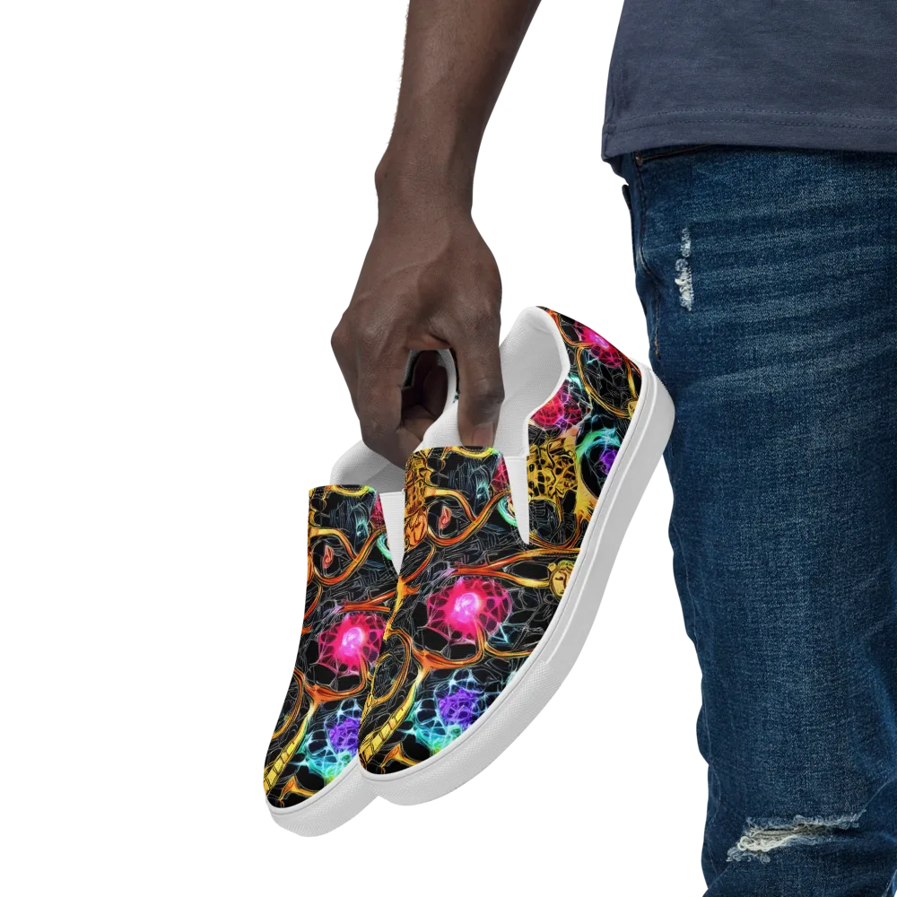Psychedelic Pulsar on Men's Slip-On Canvas Shoes — Left Front