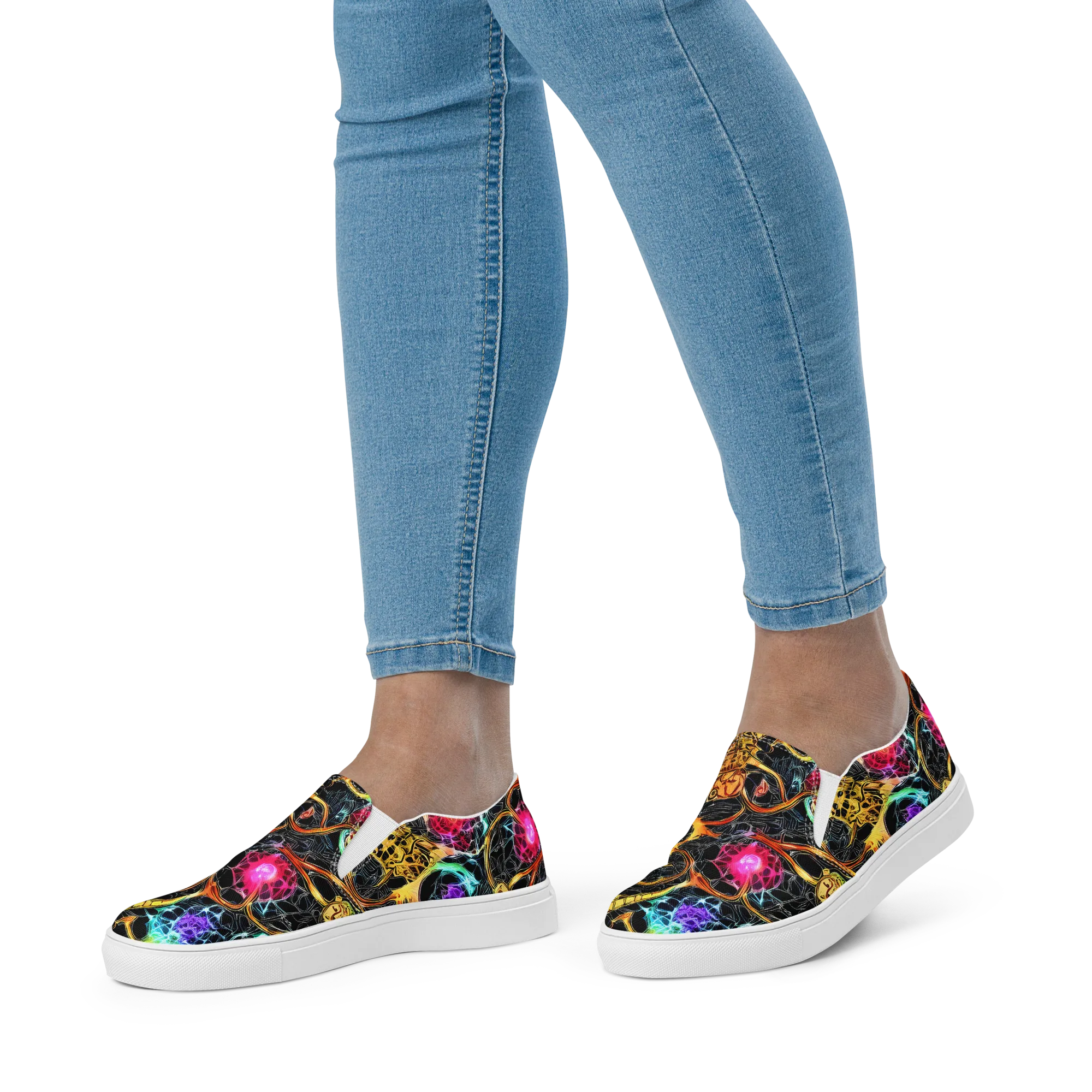 Psychedelic Pulsar on Women's Slip-On Canvas Shoes — Front