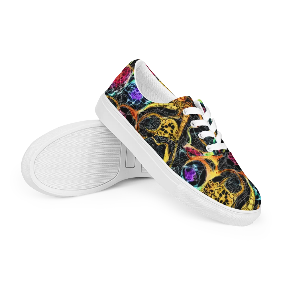 Psychedelic Pulsar on Men's Lace-Up Canvas Shoes — Right Front