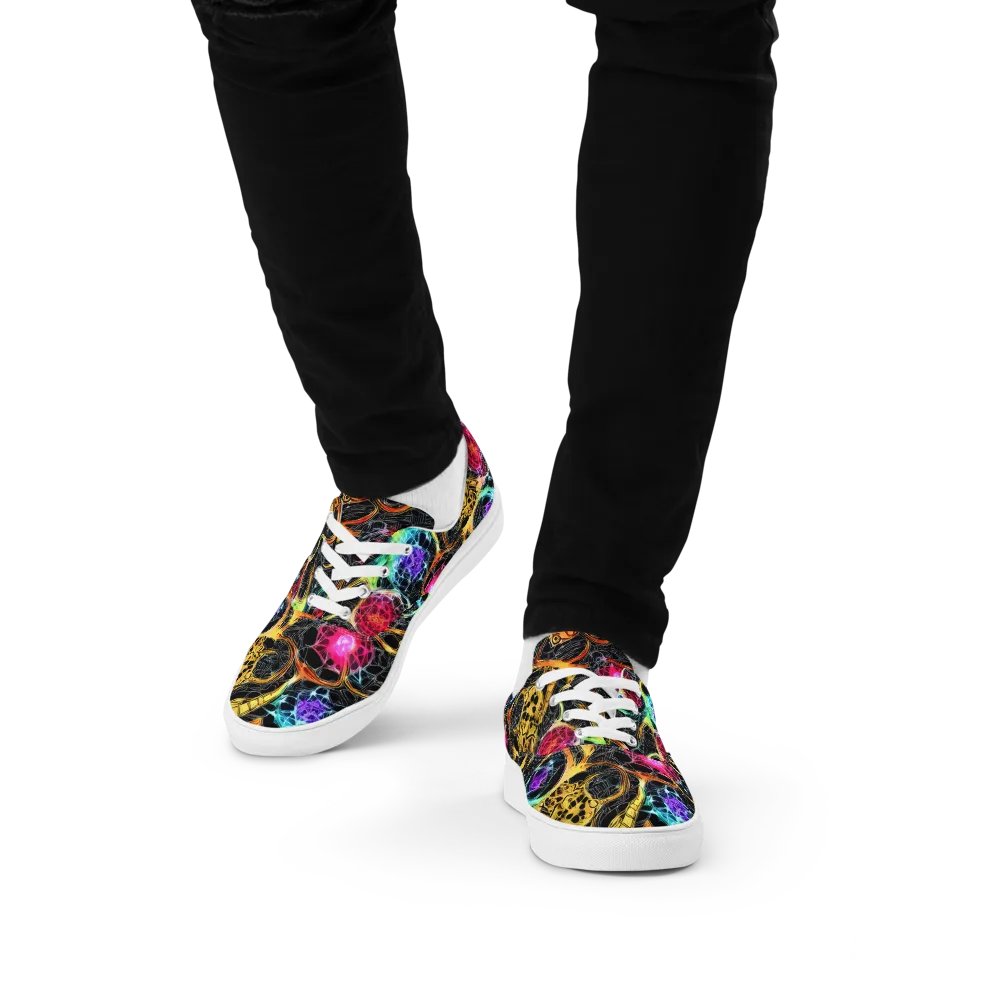Psychedelic Pulsar on Men's Lace-Up Canvas Shoes — Front