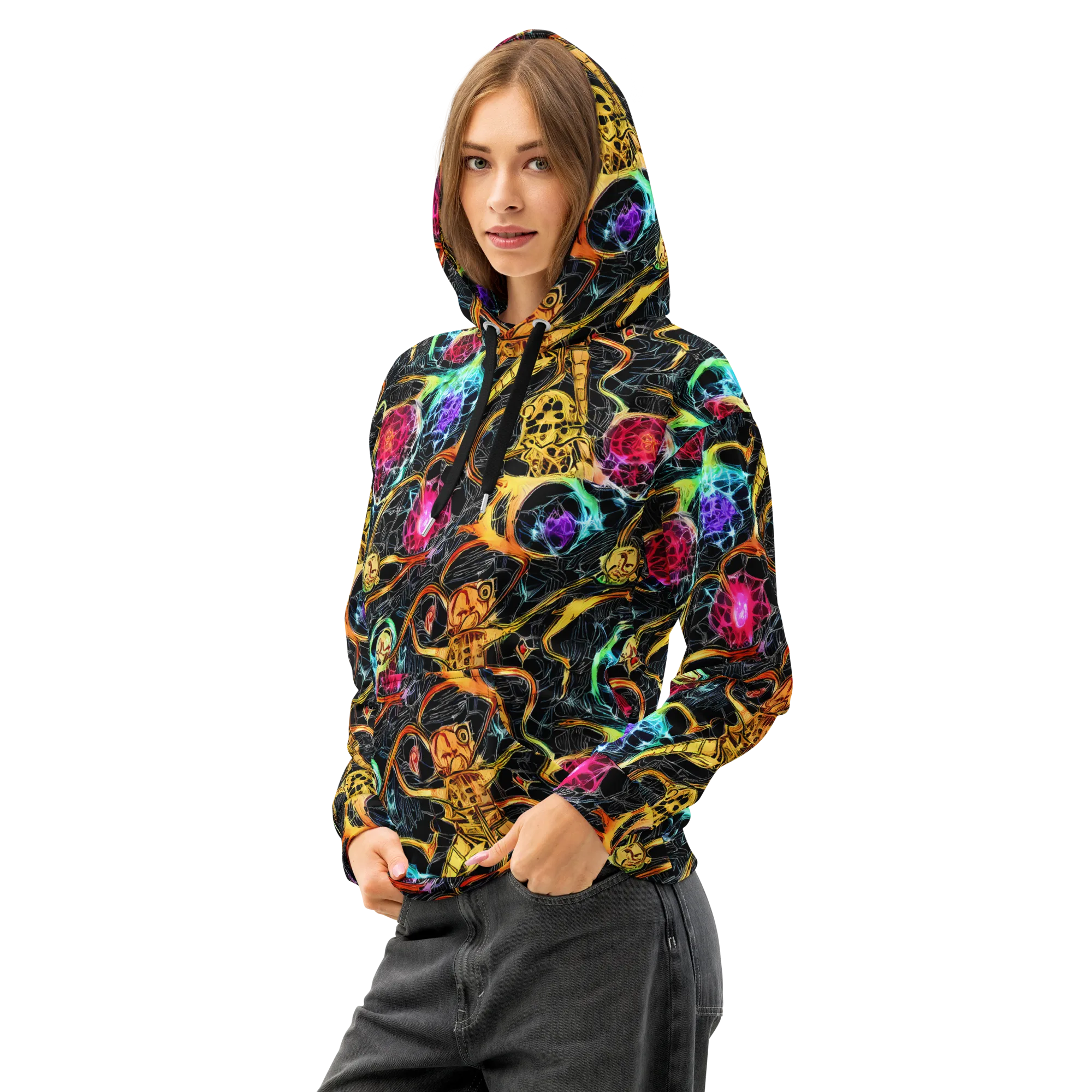 Psychedelic Pulsar on Cotton Hoodie — Left Front