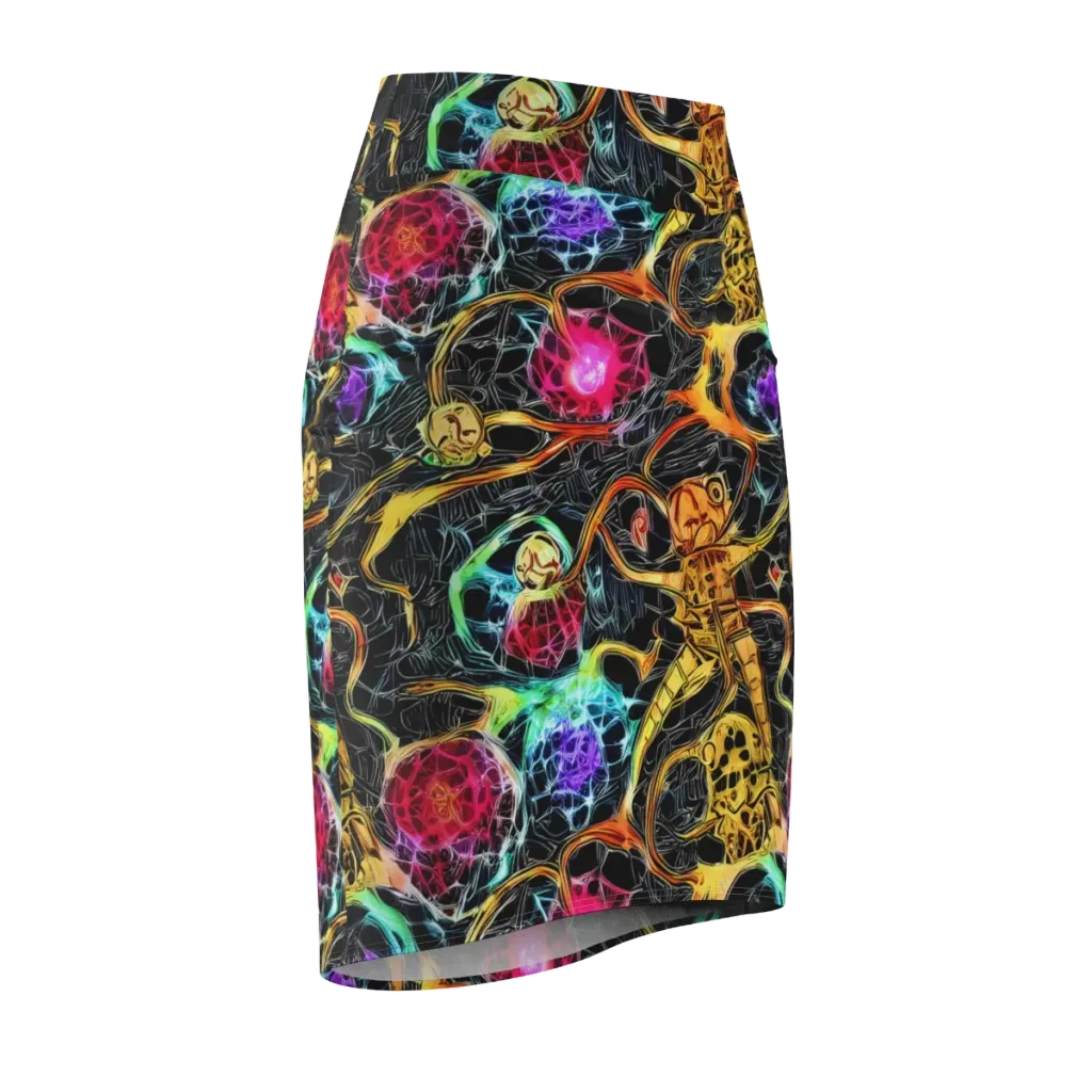 Psychedelic Pulsar on Pencil Skirt — Front Side