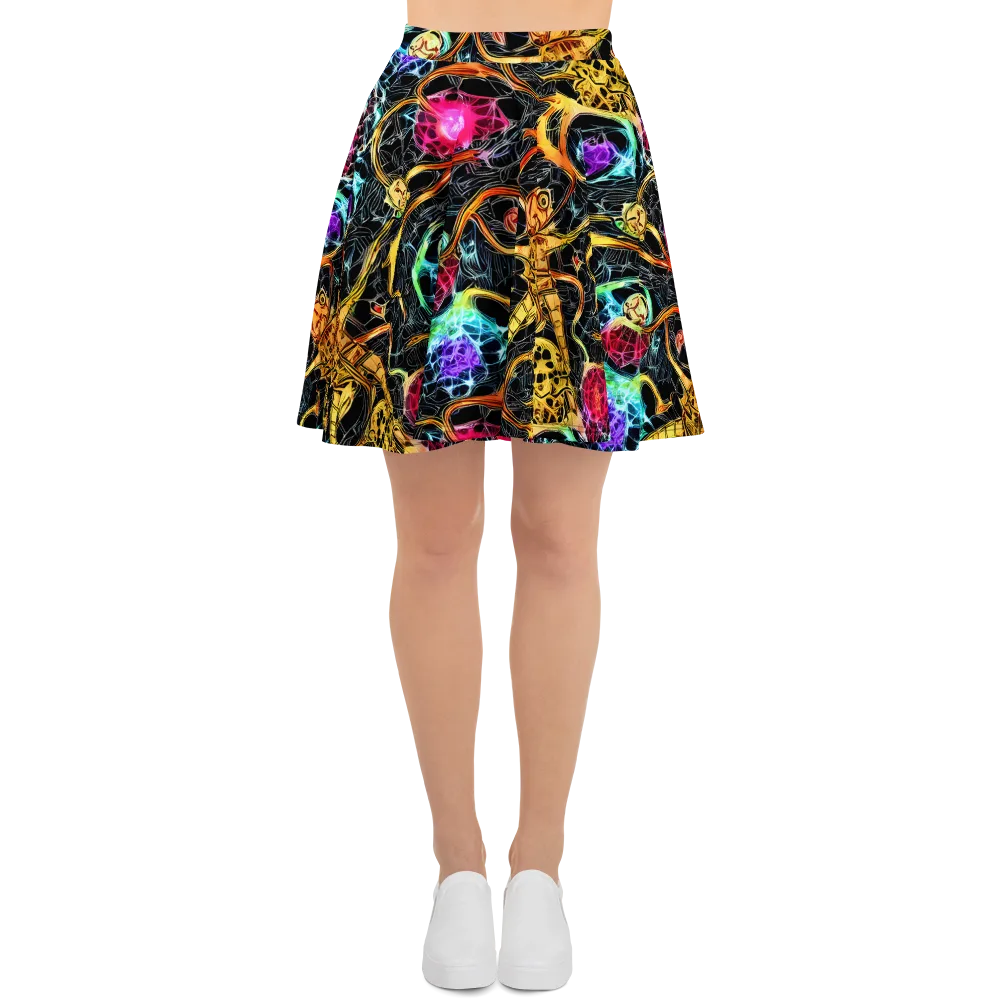 Psychedelic Pulsar on Skater Skirt — Front