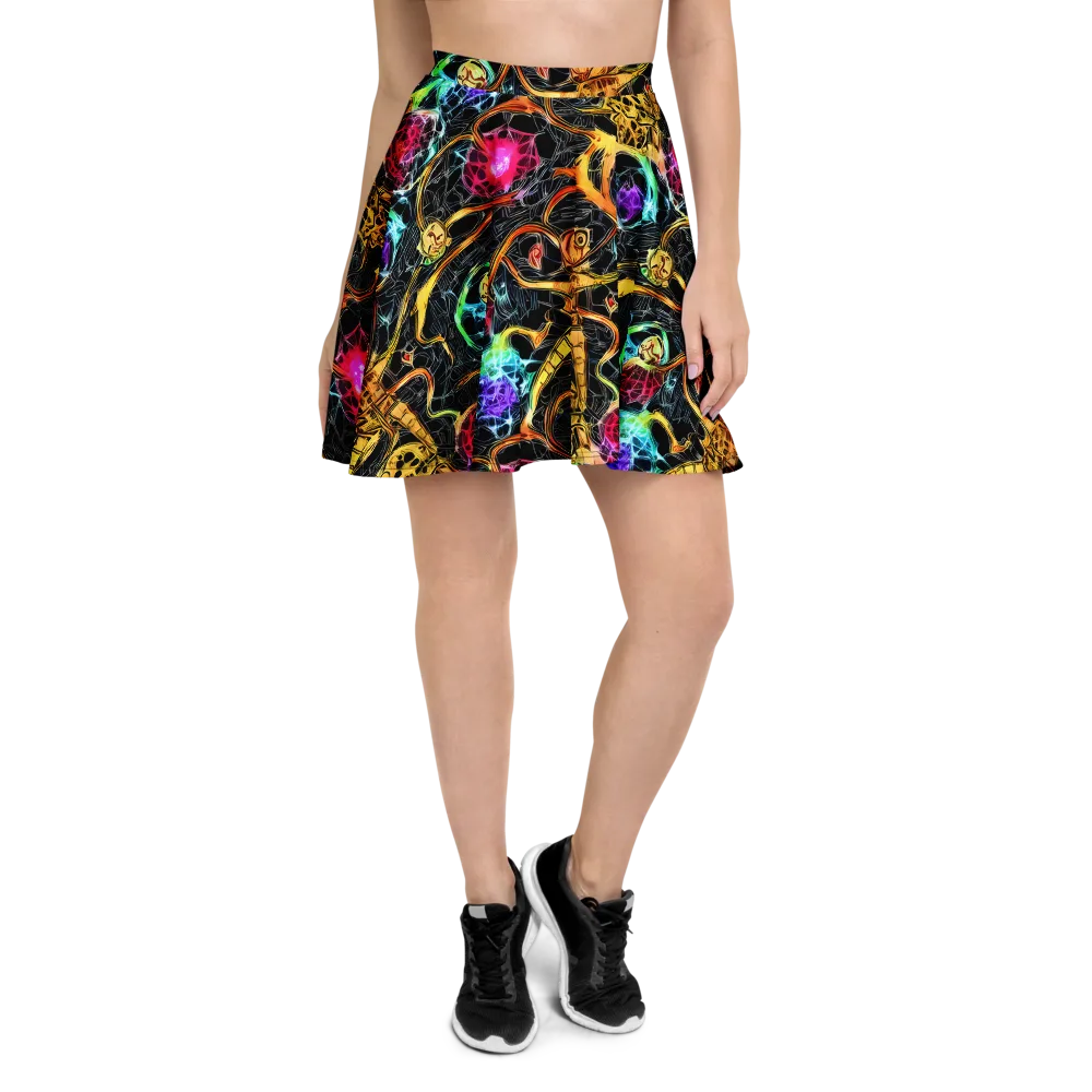 Psychedelic Pulsar on Skater Skirt — Front