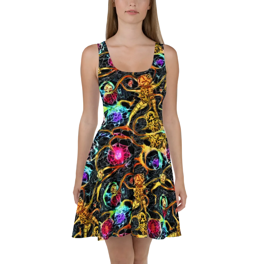 Psychedelic Pulsar on Skater Dress — Front
