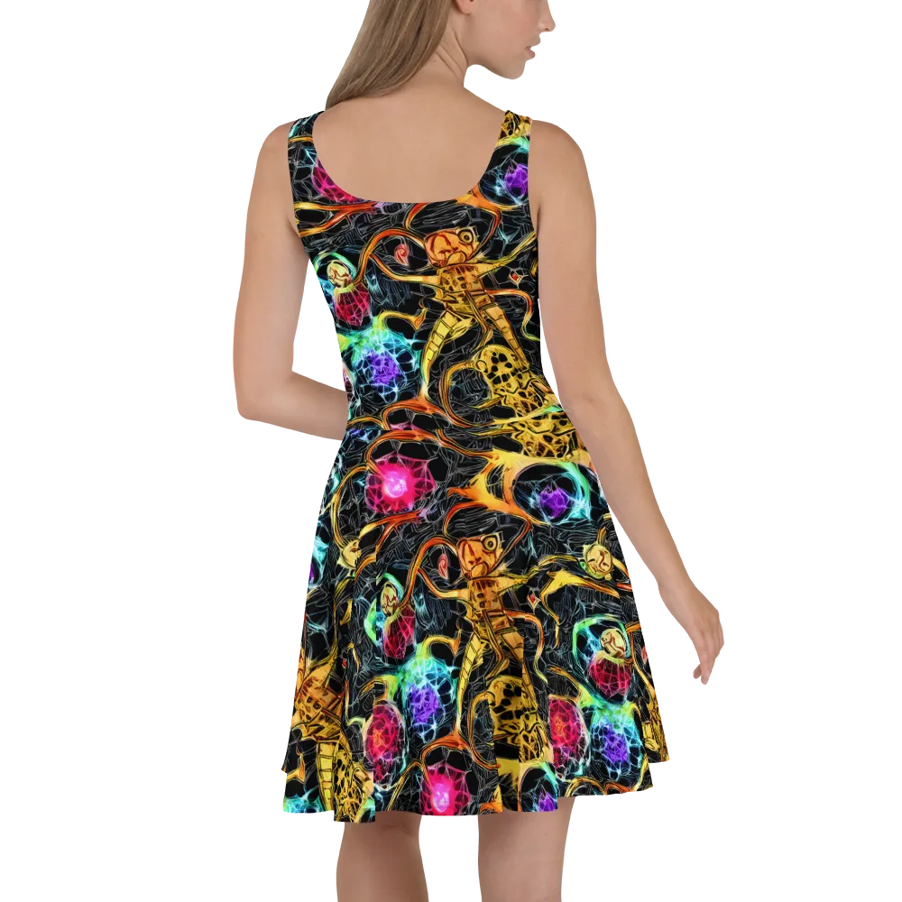 Psychedelic Pulsar on Skater Dress — Back