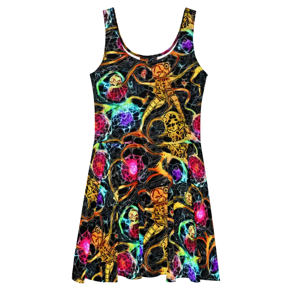 Psychedelic Pulsar on Skater Dress — Front