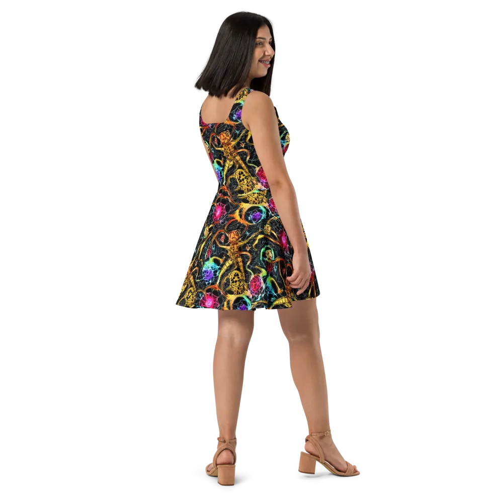 Psychedelic Pulsar on Skater Dress — Right