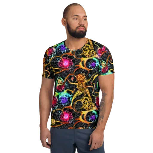 Psychedelic Pulsar on a Men's Athletic T-Shirt