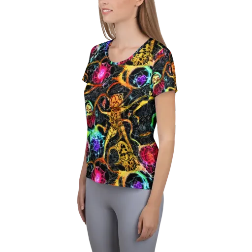 Psychedelic Pulsar on a Women's Athletic T-Shirt