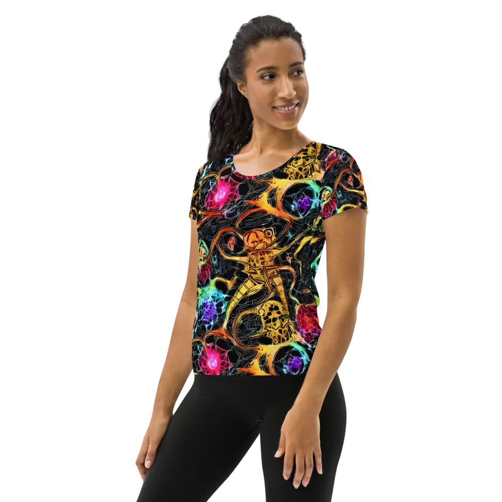 Psychedelic Pulsar on Women's Athletic T-Shirt — Left
