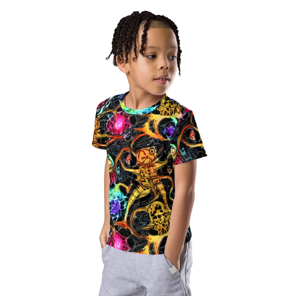 Psychedelic Pulsar on Kids Crew Neck T-Shirt — Left Front