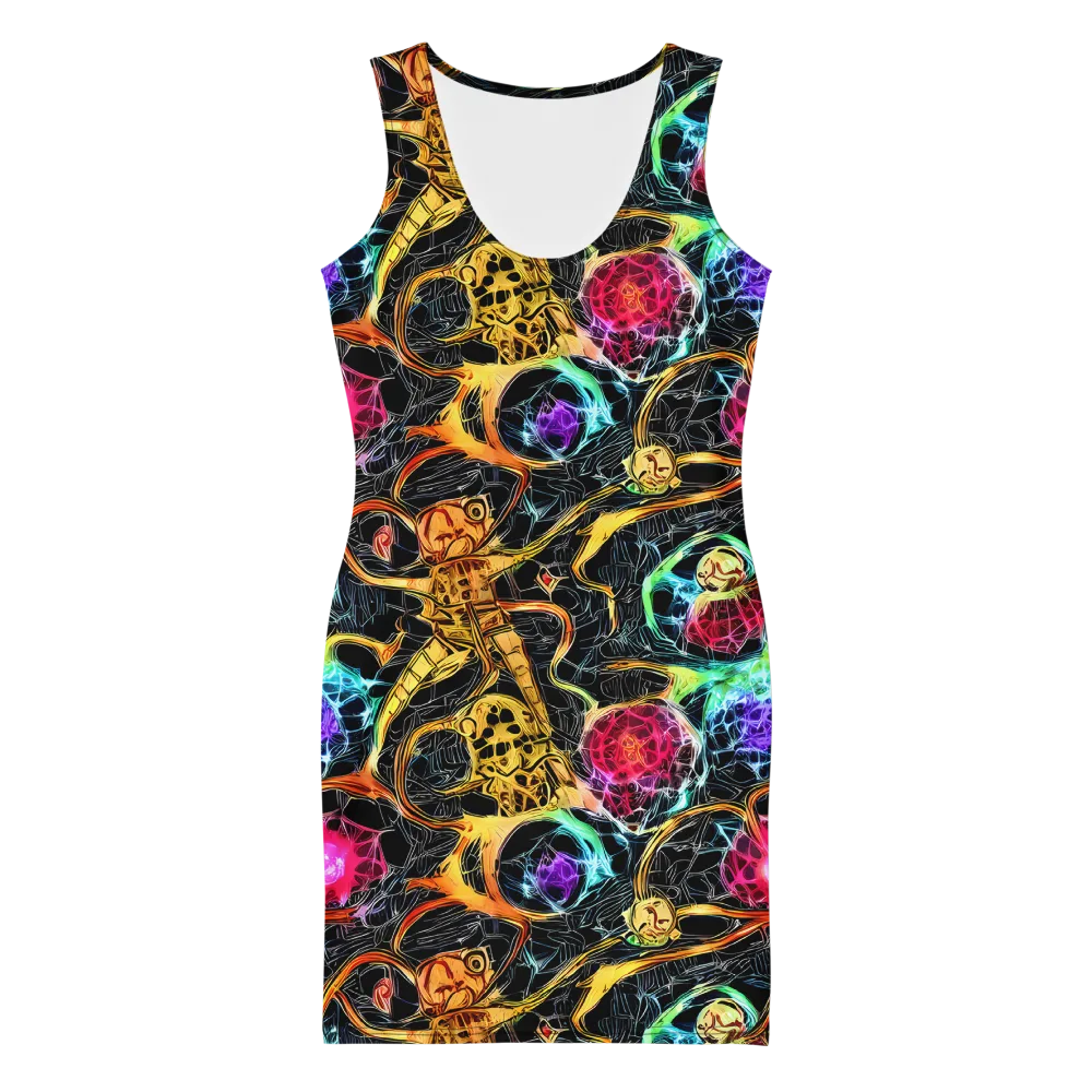 Psychedelic Pulsar on Bodycon Dress — Front