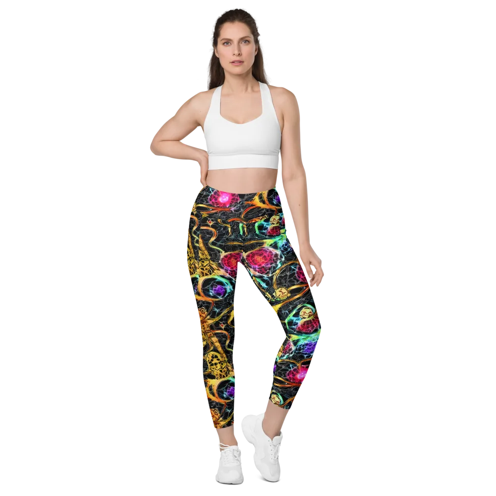 Psychedelic Pulsar on Leggings with Pockets — Front