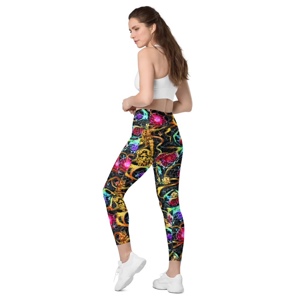 Psychedelic Pulsar on Leggings with Pockets — Left Back