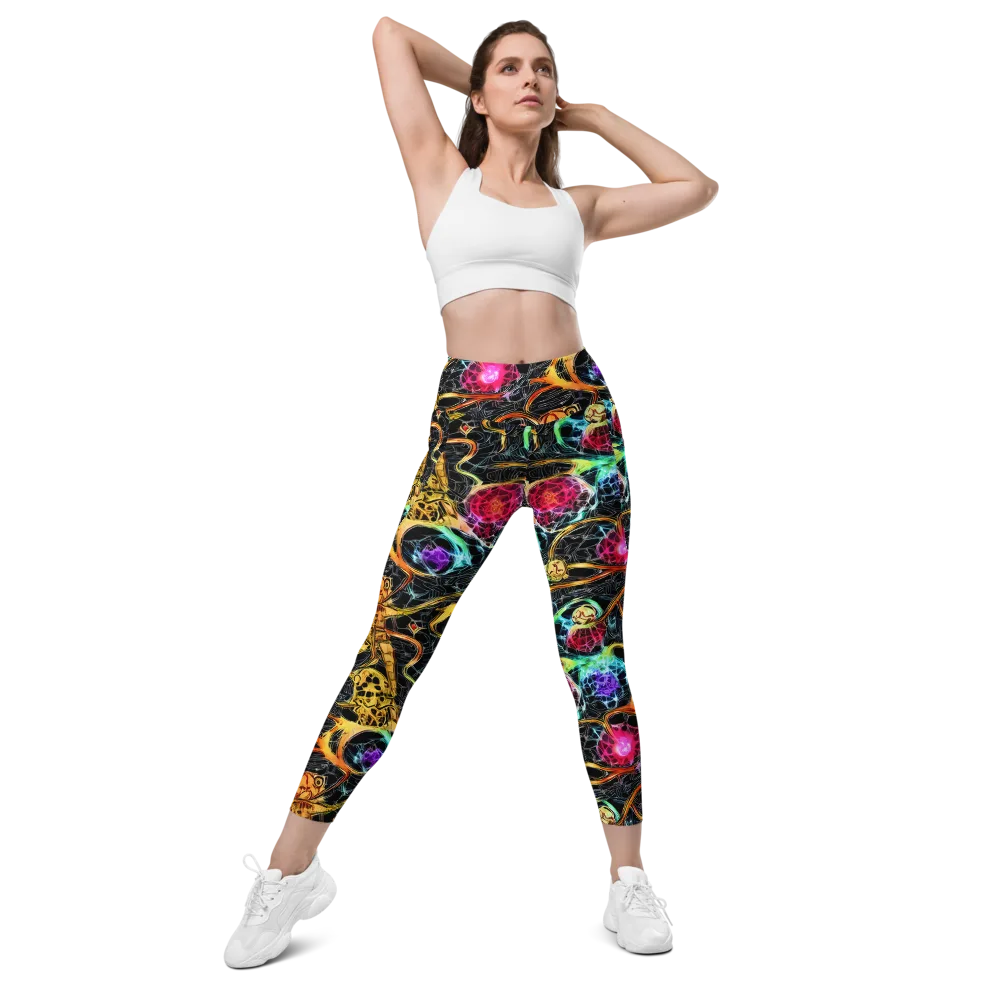 Psychedelic Pulsar on Leggings with Pockets — Front