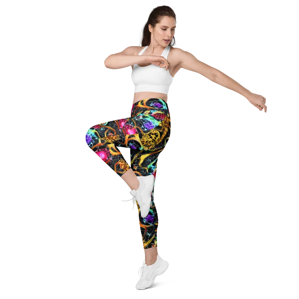 Psychedelic Pulsar on Leggings with Pockets — Left Front