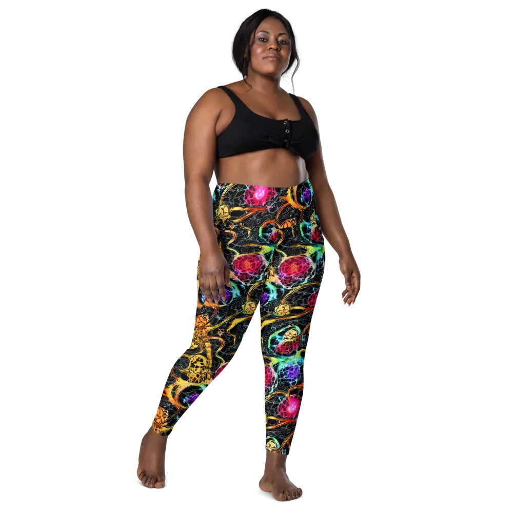 Psychedelic Pulsar on Leggings with Pockets — Front