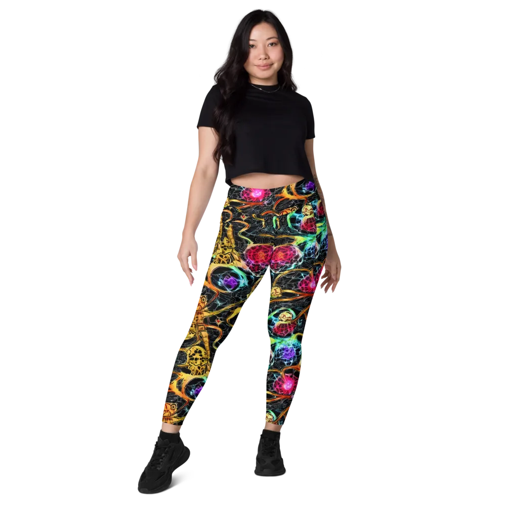 Psychedelic Pulsar on Leggings with Pockets — Front