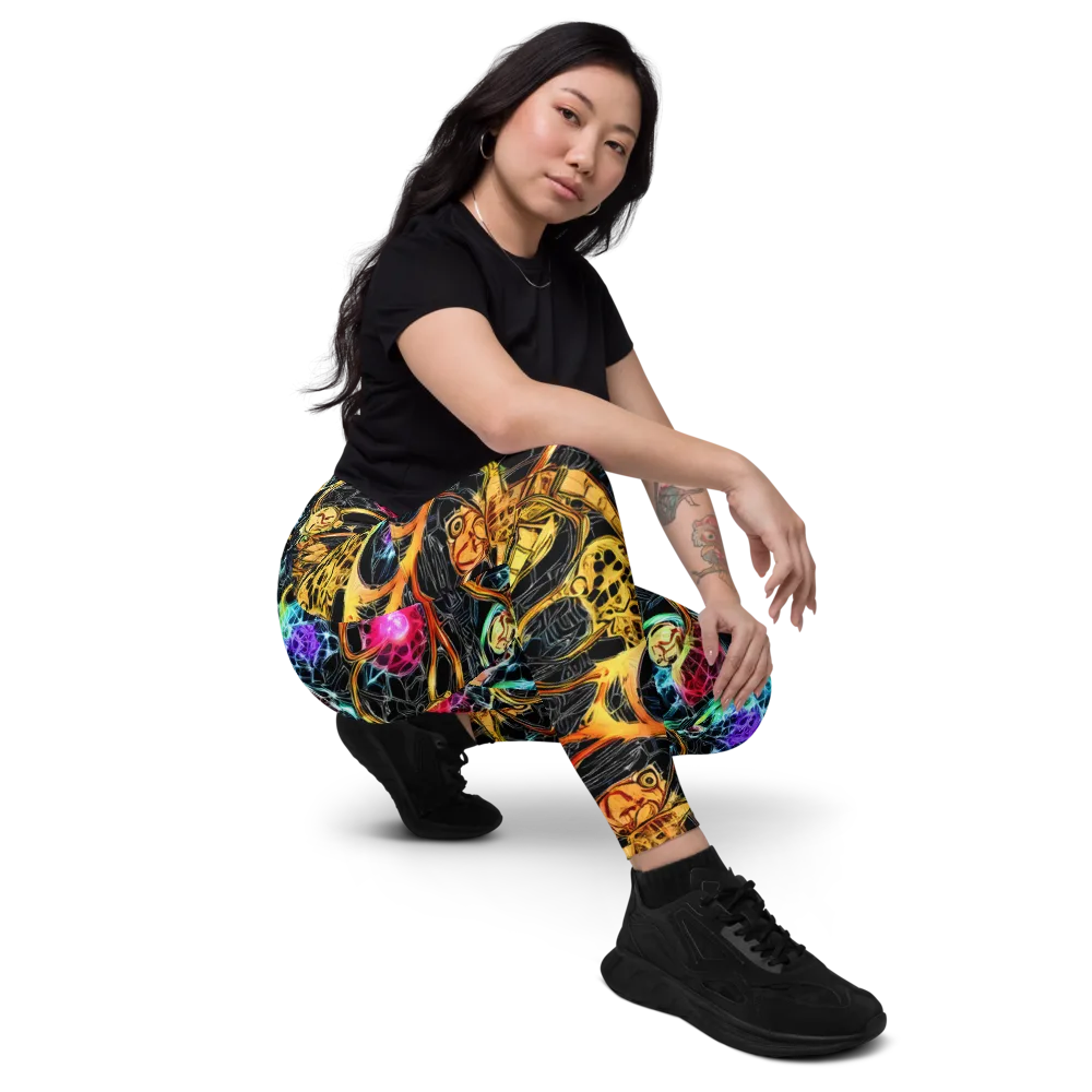 Psychedelic Pulsar on Leggings with Pockets — Right Front