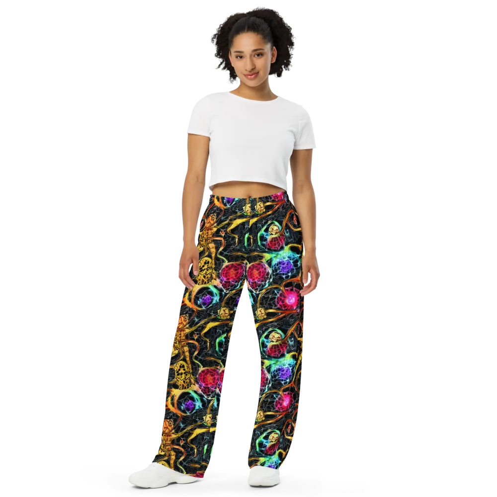 Psychedelic Pulsar on Wide-Leg Pants — Front