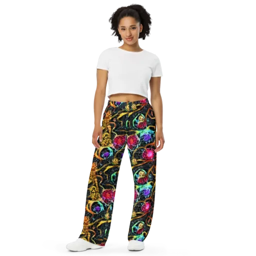 Psychedelic Pulsar on a Wide-Leg Pants