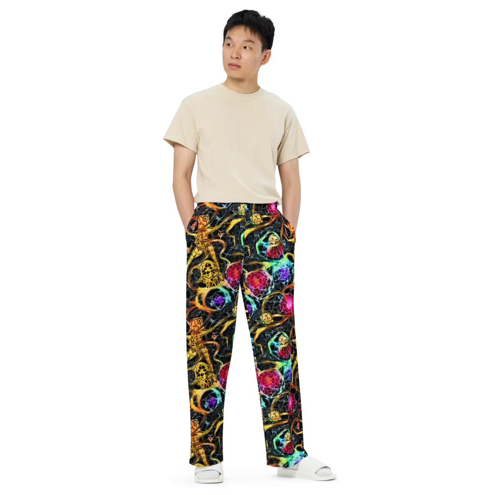 Psychedelic Pulsar on Wide-Leg Pants — Front