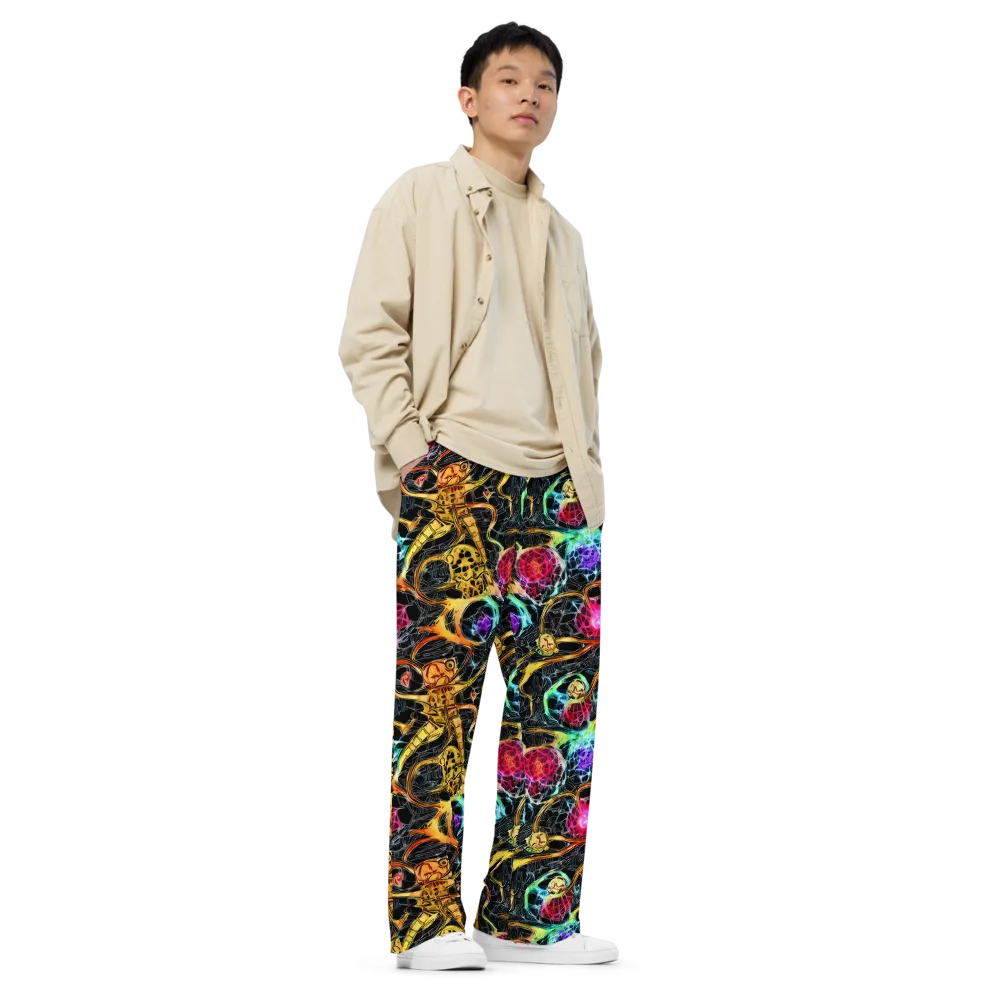 Psychedelic Pulsar on Wide-Leg Pants — Right Front