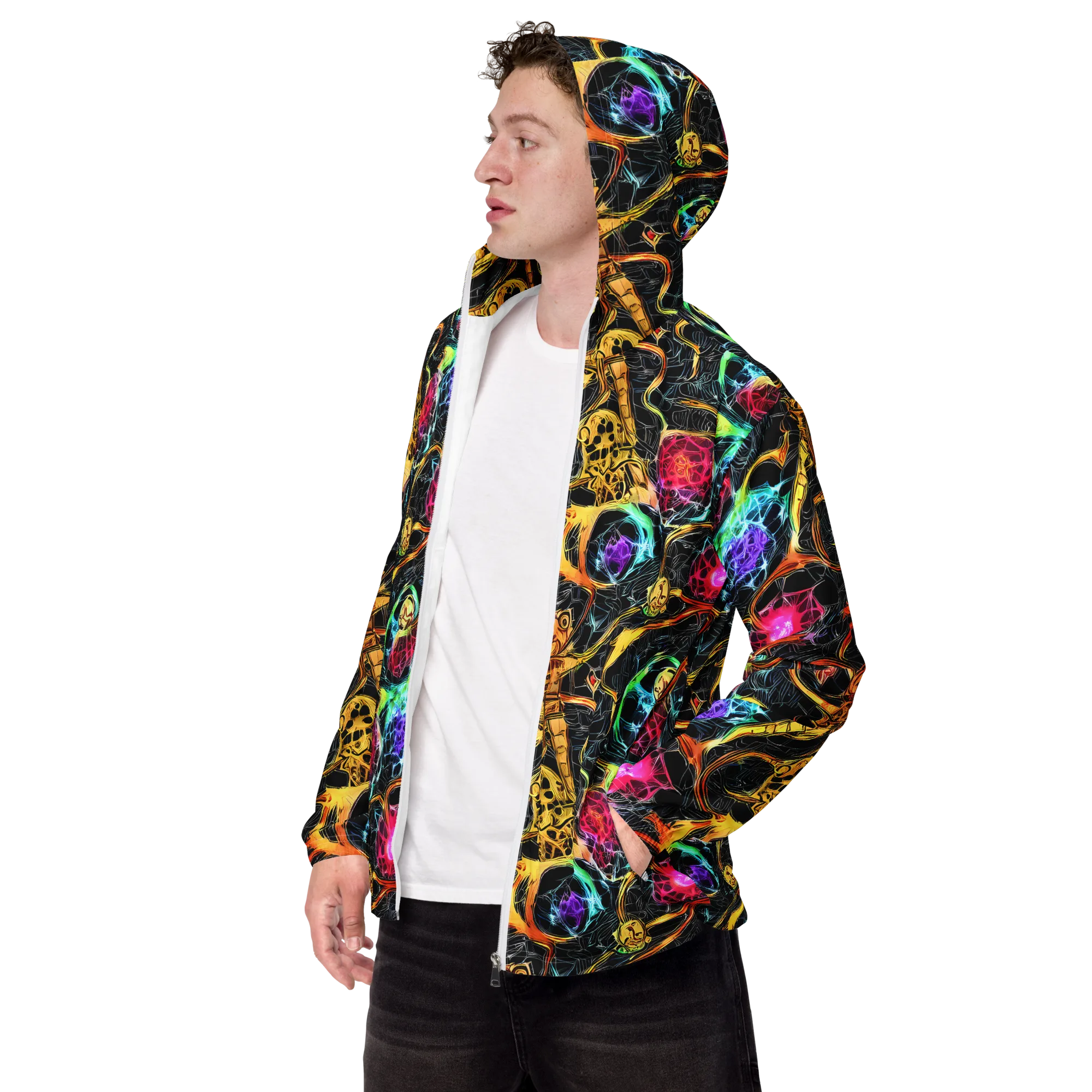Psychedelic Pulsar on Men's Windbreaker — Left Front