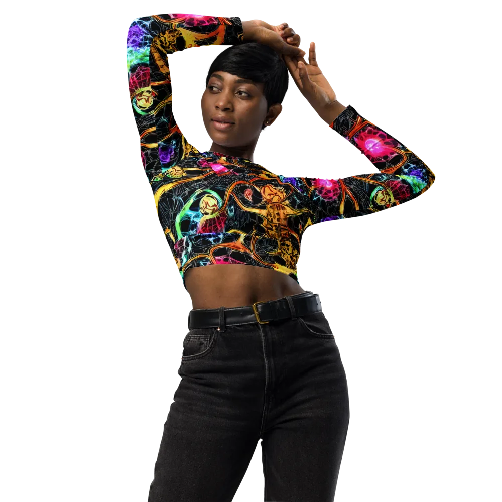 Psychedelic Pulsar on Long Sleeve Crop Top — Front