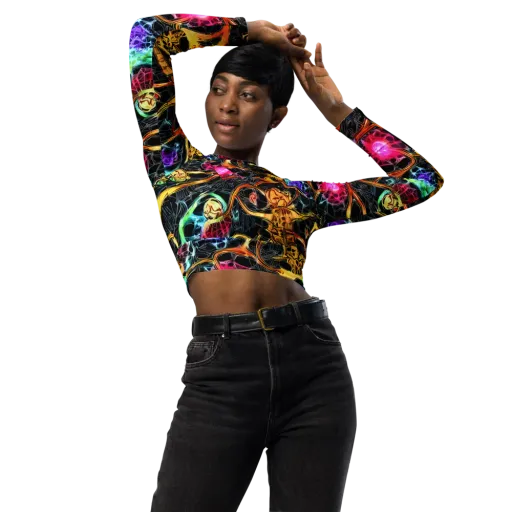 Psychedelic Pulsar on a Long Sleeve Crop Top