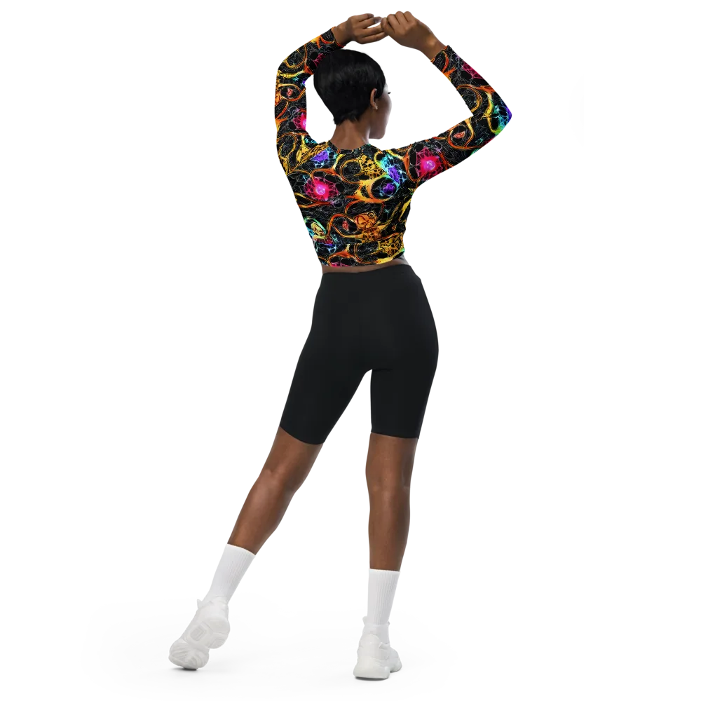 Psychedelic Pulsar on Long Sleeve Crop Top — Back