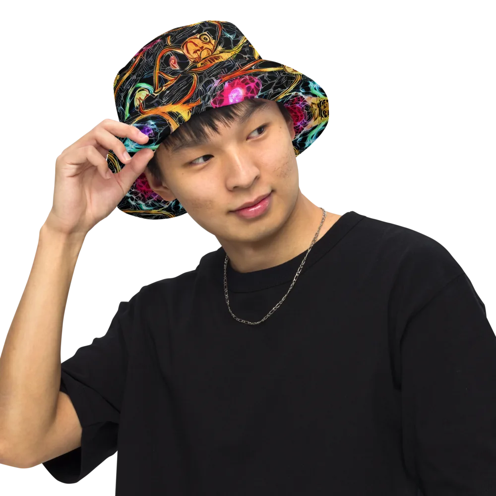 Psychedelic Pulsar on Reversible Bucket Hat — Front Inside
