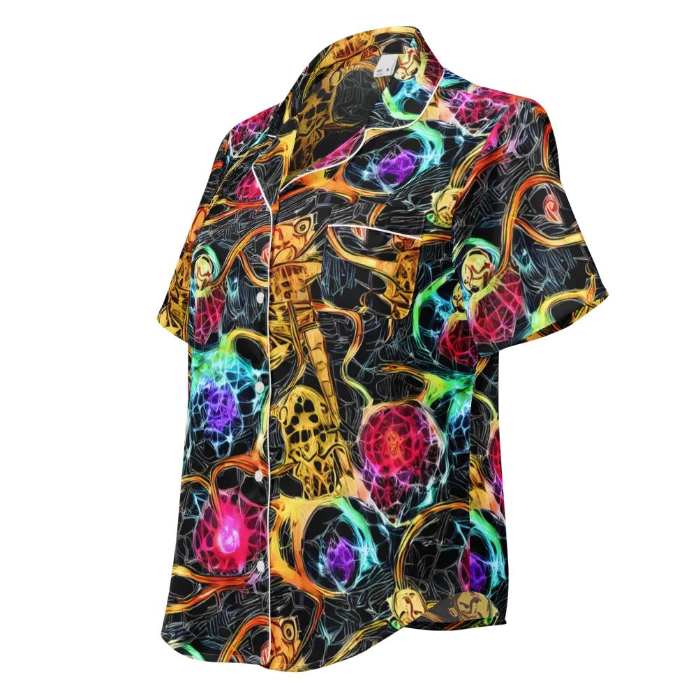 Psychedelic Pulsar on Women's Short Sleeve Pajama Top — Left Front