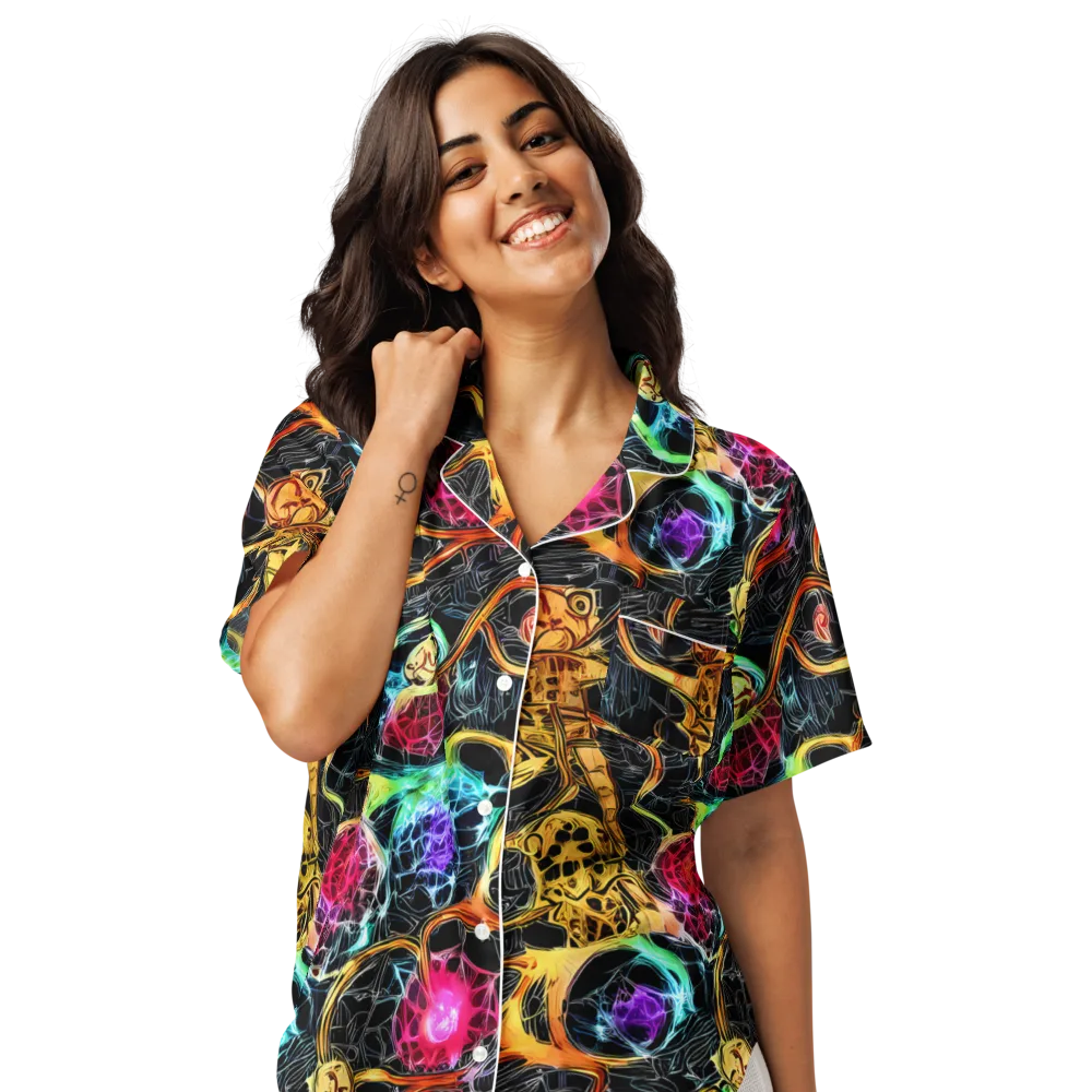 Psychedelic Pulsar on Women's Short Sleeve Pajama Top — Front