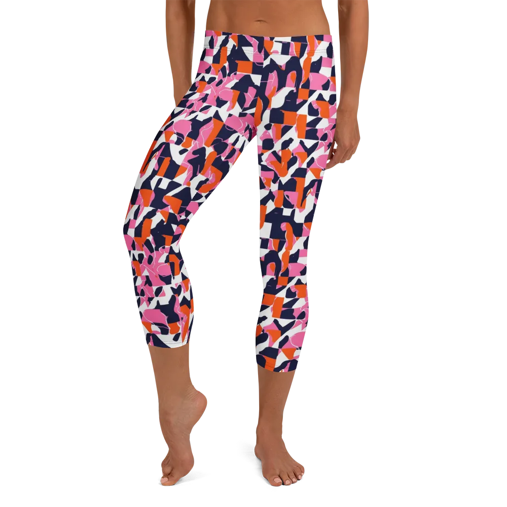 Flamingo Static on Capri Leggings — Front