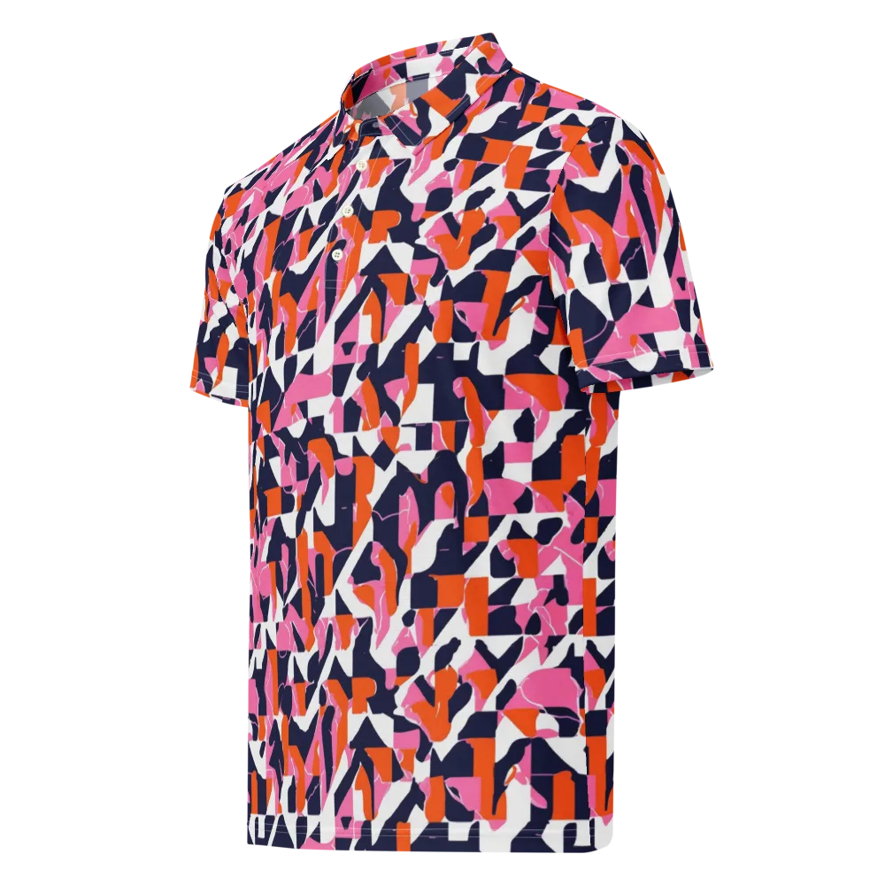 Flamingo Static on Men's Slim Fit Polo Shirt — Left Front
