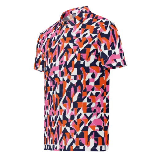 Flamingo Static on a Men's Slim Fit Polo Shirt