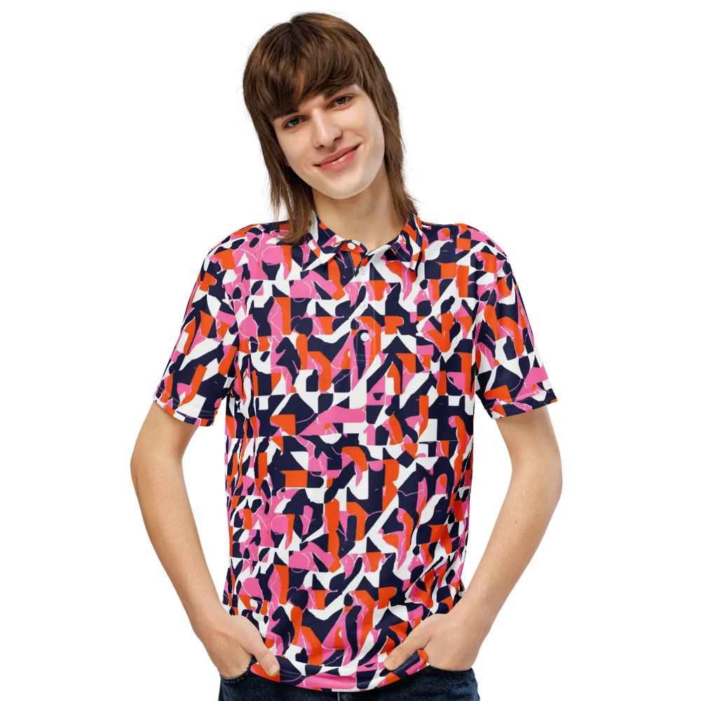 Flamingo Static on Men's Slim Fit Polo Shirt — Front