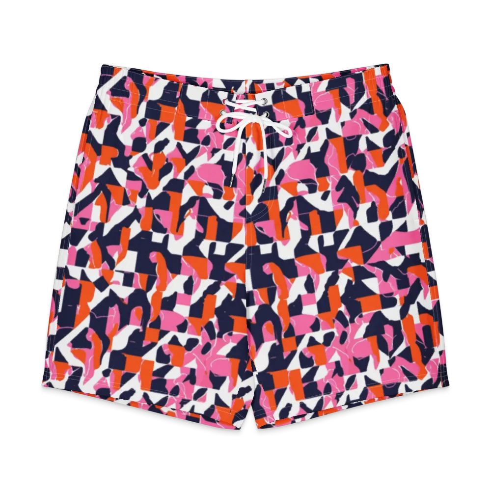 Flamingo Static on Men's Board Shorts — Front