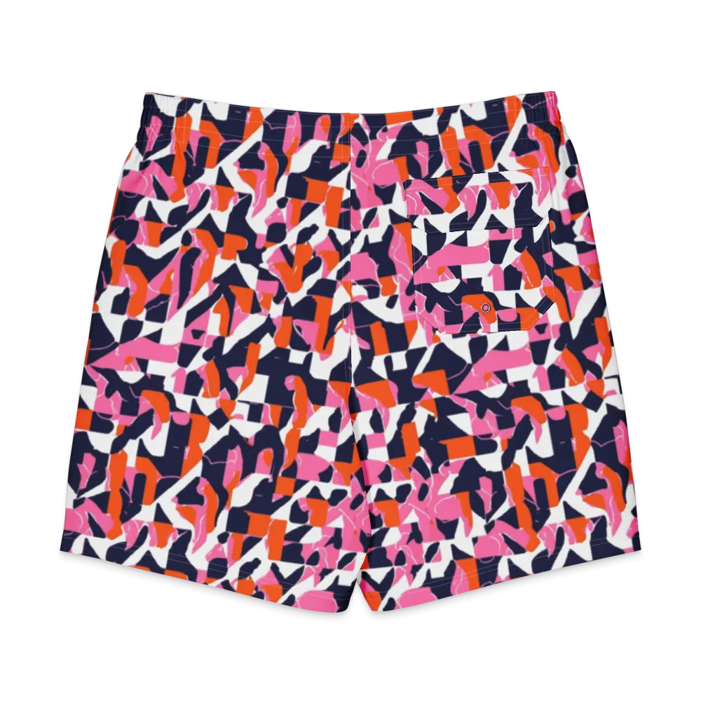 Flamingo Static on Men's Board Shorts — Back