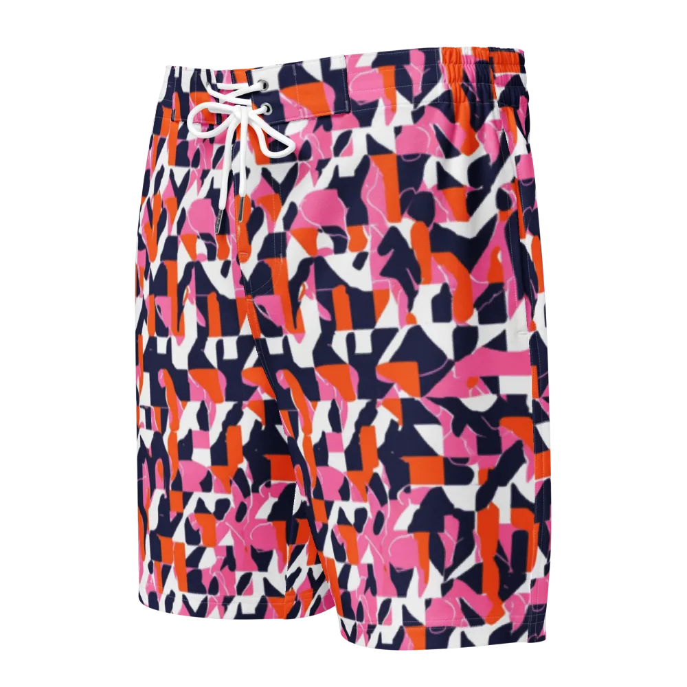 Flamingo Static on Men's Board Shorts — Front