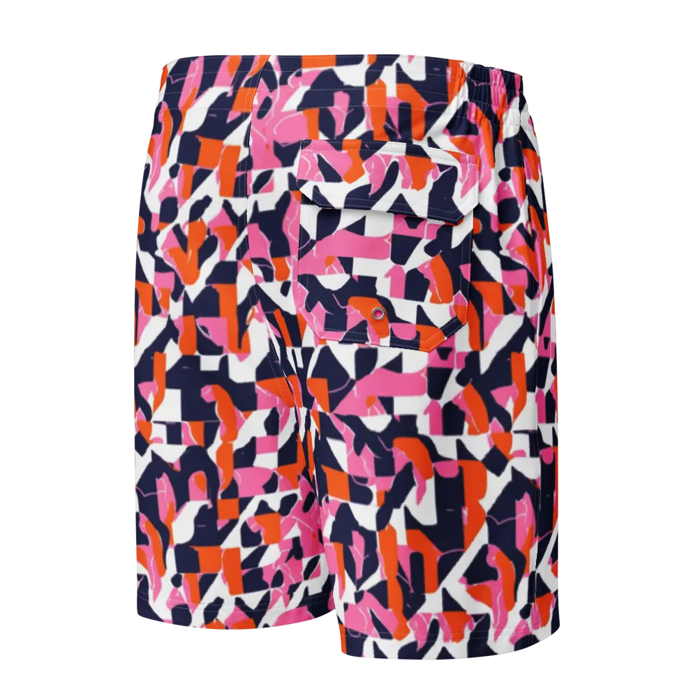 Flamingo Static on Men's Board Shorts — Back