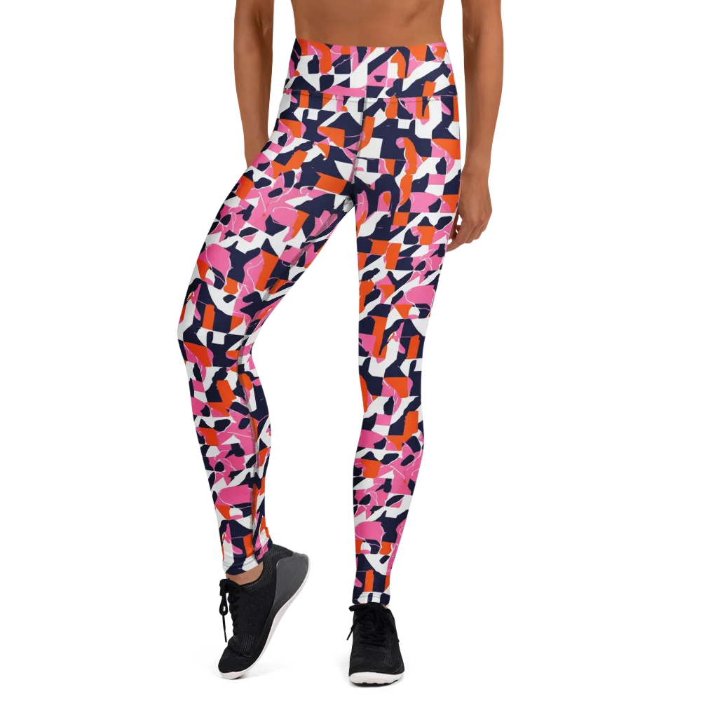 Flamingo Static on Yoga Leggings — Front