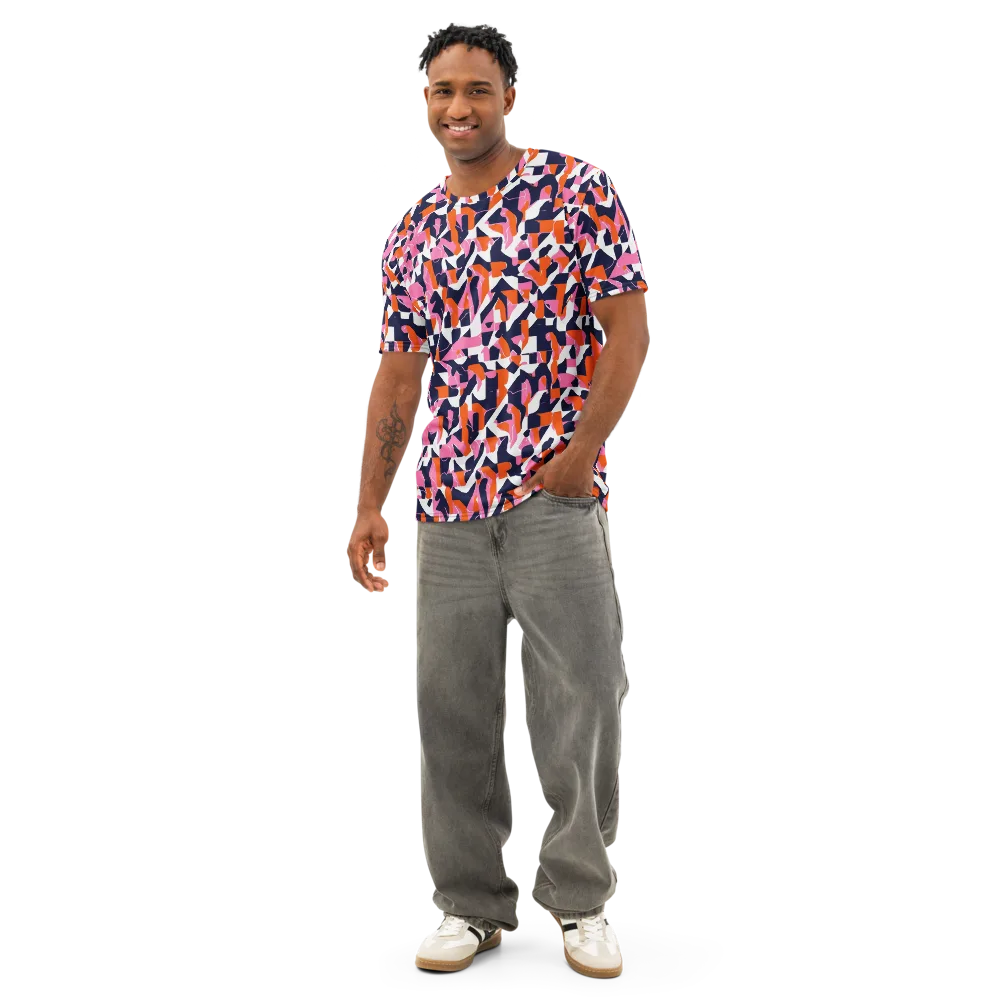 Flamingo Static on Men's Cotton Crew Neck T-Shirt — Front