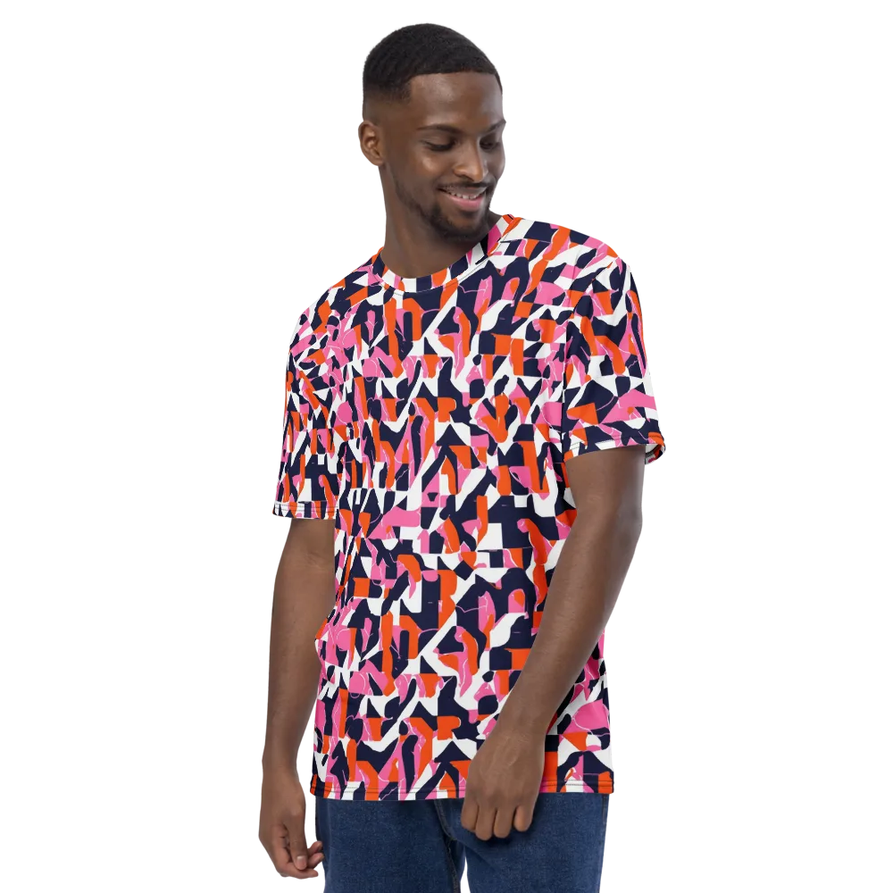 Flamingo Static on Men's Crew Neck T-Shirt — Left