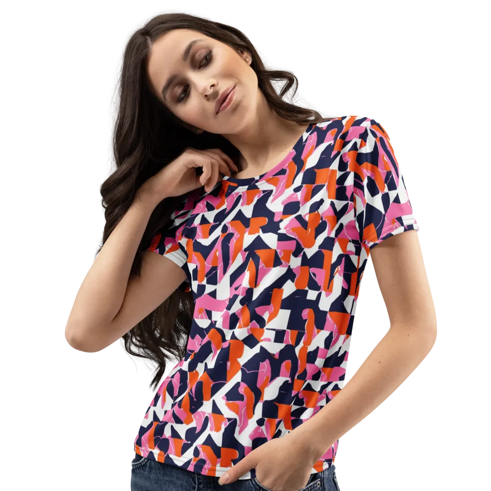 Flamingo Static on Women's Crew Neck T-Shirt — Left Front